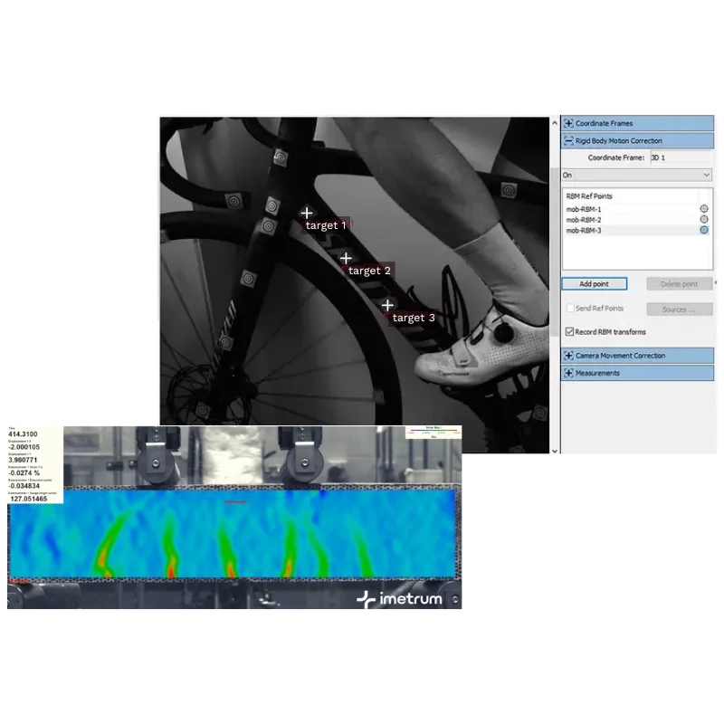 Video Gauge™, logiciel DIC 2D et 3D Imetrum temps réel et post-traitement de vidéos, pour Axiom, DMS, Mobius, Flexi et UVX3D