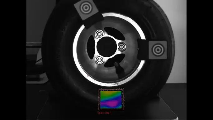Champs de déformation et déplacement DIC avec extensomètre vidéo Imetrum UVX3D